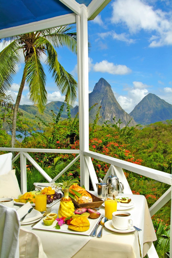 Anse Chastanet features views of Saint Lucia's Pitons, the most photographed landmark on the island. 