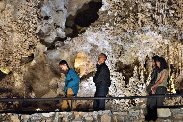 The Obamas toured Carlsbad Caverns National Park in New Mexico on Friday. 