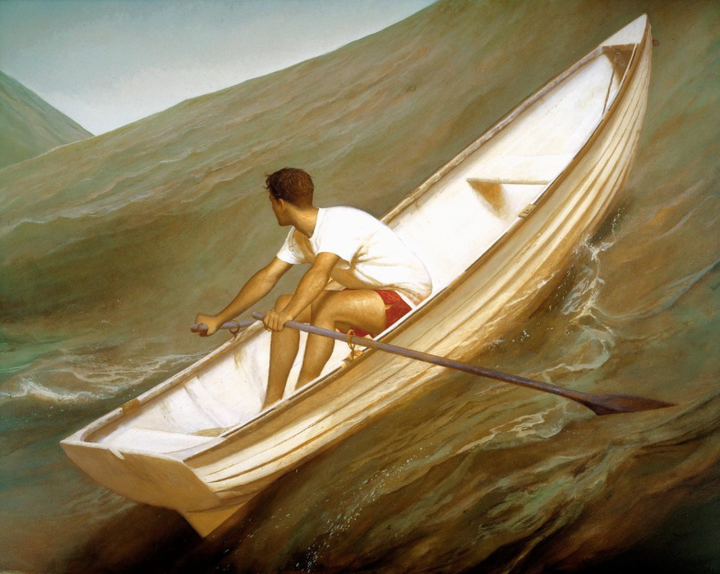 Bo Bartlett, Lifeboat, 1998, Oil on Linen, 80 x 100