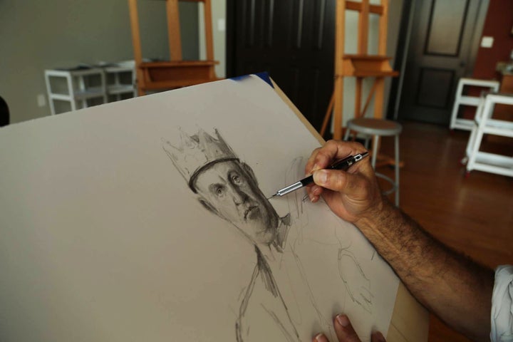 Bo Bartlett working on a study for <em>Oligarchy</em>