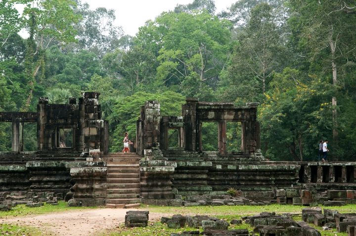 The cities surrounding the temple complex, pictured, are believed to have been the largest in the world during their 12th-century heyday.