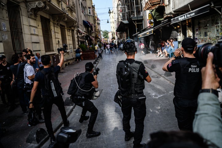 Several hundred police surrounded the main Taksim Square -- where all demonstrations have been banned since 2013 -- to prevent the 'Trans Pride' event taking place.