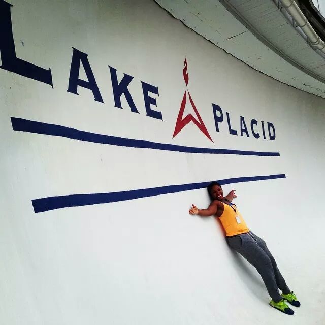 Standing in Curve 10 of the Lake Placid Bobsled Track, the Curve is called Shady 2