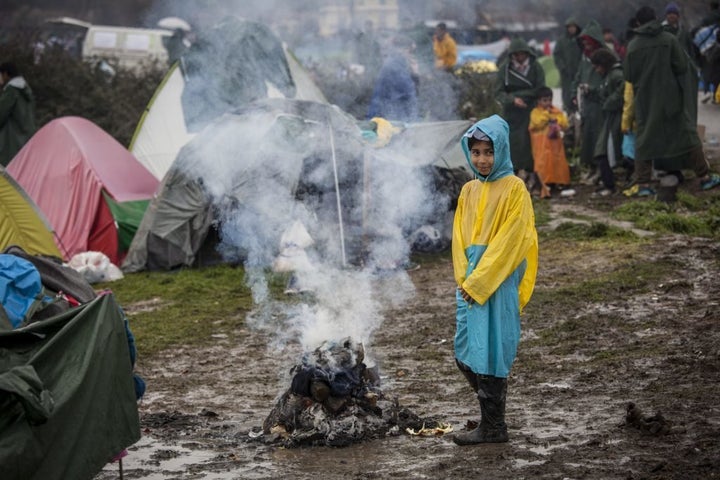 Zeyneb stands in front of the tent she lived in at Idomeni Camp, after weeks of cold rain. Her tent had flooded with water th