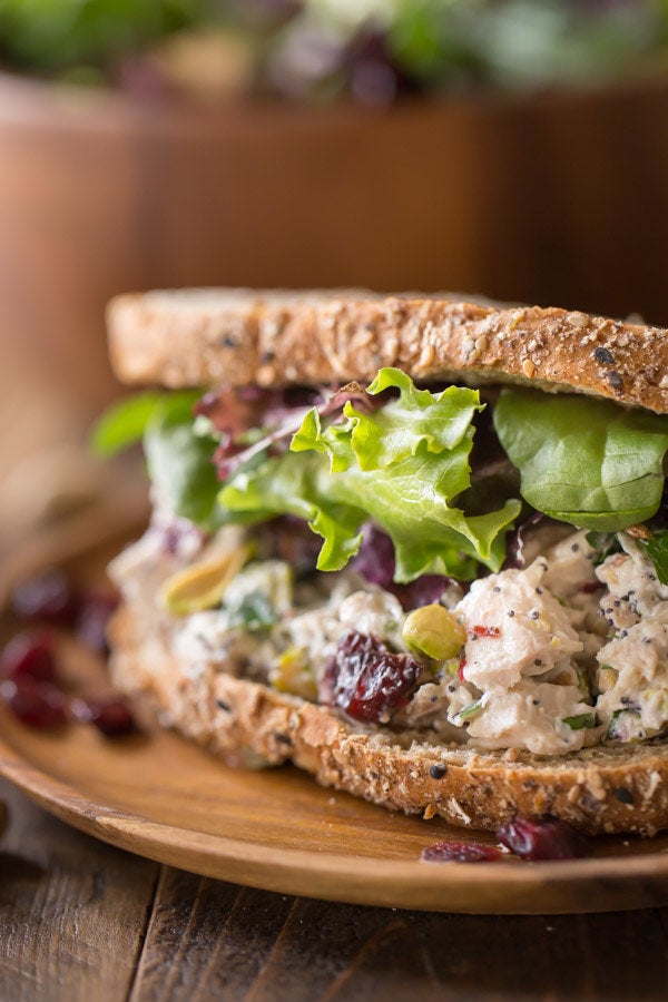 Cranberry Pistachio Chicken Salad Sandwich