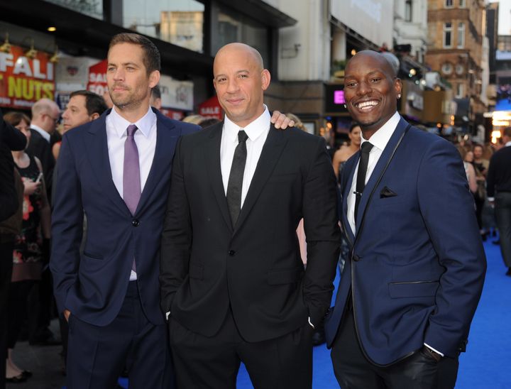 The late Paul Walker, Vin Diesel, and Tyrese Gibson -- three of the main stars of the "Fast and the Furious" movie franchise. 