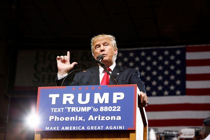 <strong>Trump speaks at a campaign rally in Phoenix, Arizona </strong>