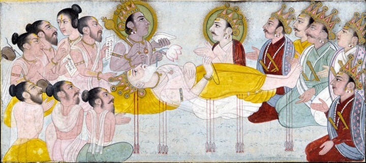 FIGURE 1-18. The Death of Bhisma, from Mahabharata, ca. 18th century. Smithsonian Institute, Washington, DC.