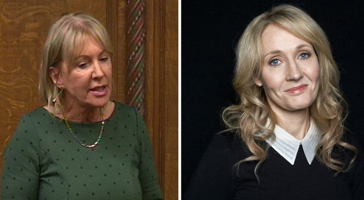 Nadine Dorries (left) and JK Rowling (right)