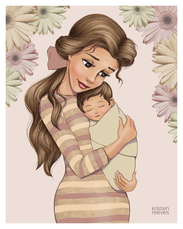 Disney Princesses Become New Moms In Sweet Series Of Drawings Huffpost