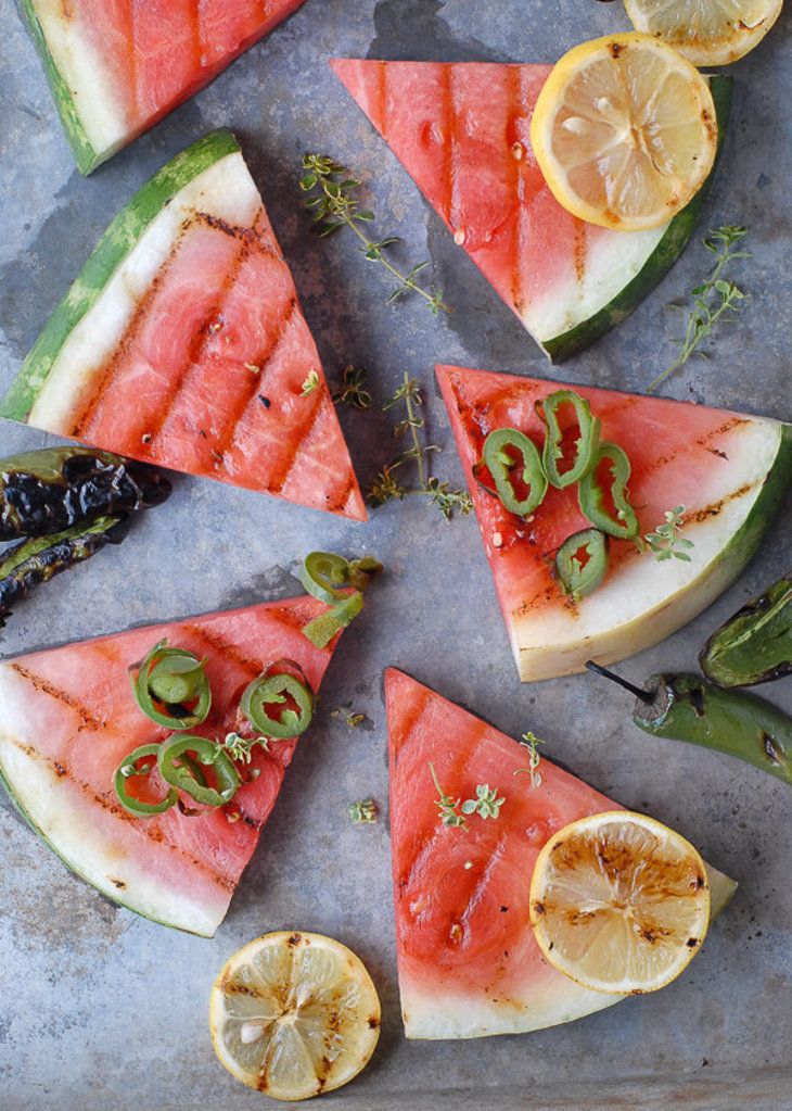 Grilled Watermelon With Smoked Salt And Jalapeno Rings