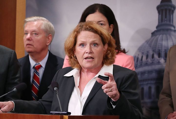 Sen. Heidi Heitkamp has routinely voted against proposals to expand background checks, but she's very excited by the Collins "compromise" bill.