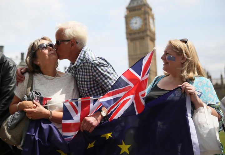 Older British voters are much more likely to support leaving the European Union than younger voters, but their views are far from uniform. Above, participants in a pro-EU referendum rally in London on Sunday.