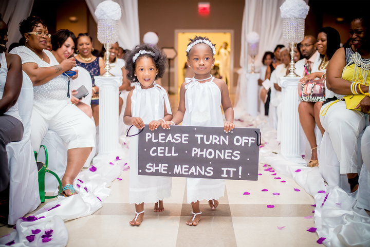 More brides and grooms are <a href="https://www.huffpost.com/entry/signs-for-an-unplugged-wedding_n_56f06832e4b09bf44a9e2f4a" role="link" class=" js-entry-link cet-internal-link" data-vars-item-name="encouraging guests to put down the devices" data-vars-item-type="text" data-vars-unit-name="5769d64ee4b0c0252e77a8e2" data-vars-unit-type="buzz_body" data-vars-target-content-id="https://www.huffpost.com/entry/signs-for-an-unplugged-wedding_n_56f06832e4b09bf44a9e2f4a" data-vars-target-content-type="buzz" data-vars-type="web_internal_link">encouraging guests to put down the devices</a> and stay present during the ceremony.