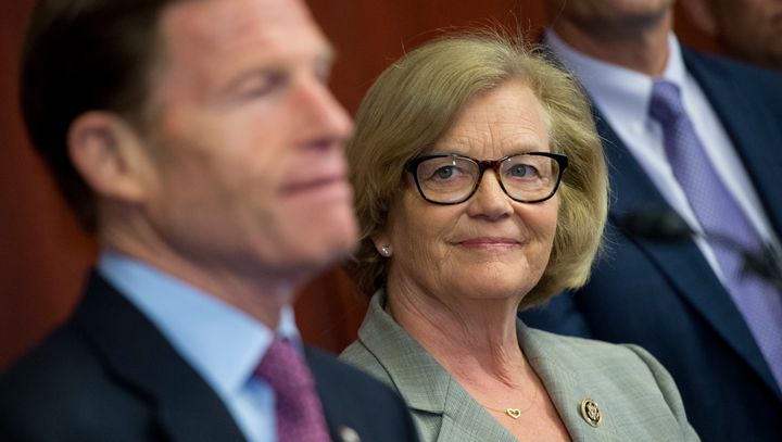 Rep. Chellie Pingree (center) and Sen. Richard Blumenthal (left) are pushing a bill to standardize all those "use by" labels on food.