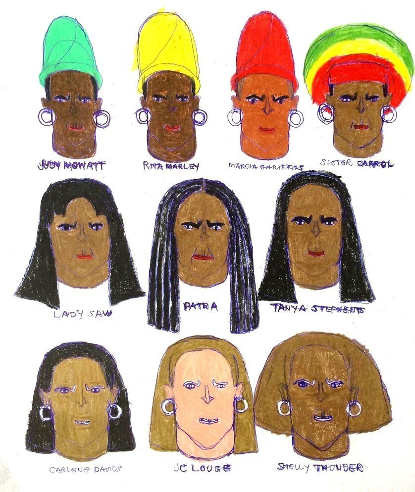 Kenya Hanley, Reggae Ladies, 2016, Pencil on Paper