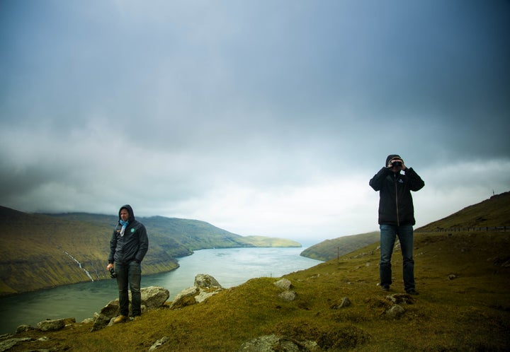 McCall, left, in the Danish Faroe Isles, with a Sea Shepherd volunteer at right. The serene landscape is a stark contrast to the bloodshed McCall and Sea Shepherd witnessed on its shores during the Islands' annual pilot whale slaughter.