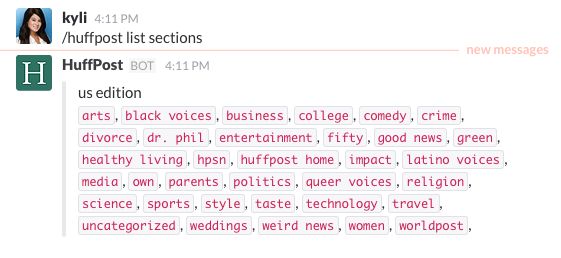 Pick a section, any section, and get its latest headline in Slack!