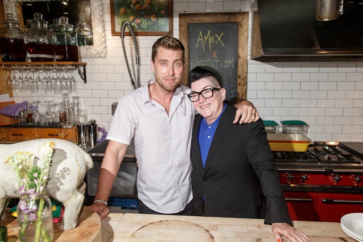 Bass and "Orange is the New Black" star Lea DeLaria were among the stars who attended the June 20 kickoff party for American Express's #ExpressLove campaign at New York's Spotted Pig. 