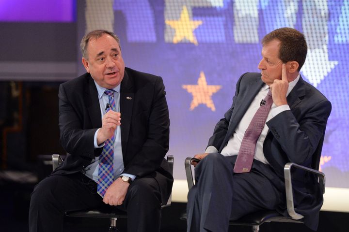 Alex Salmond (left) and Alastair Campbell during the Channel 4 EU referendum debate