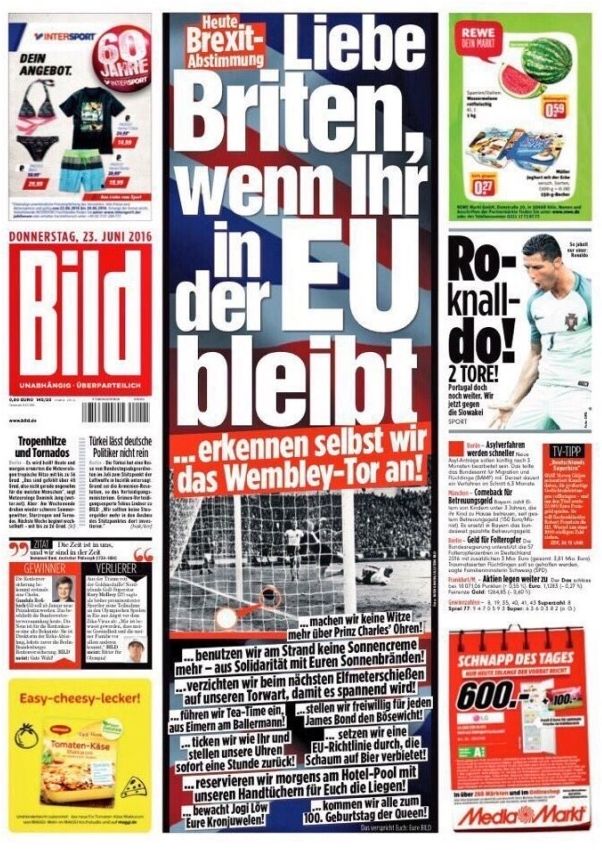 Bild's front page today