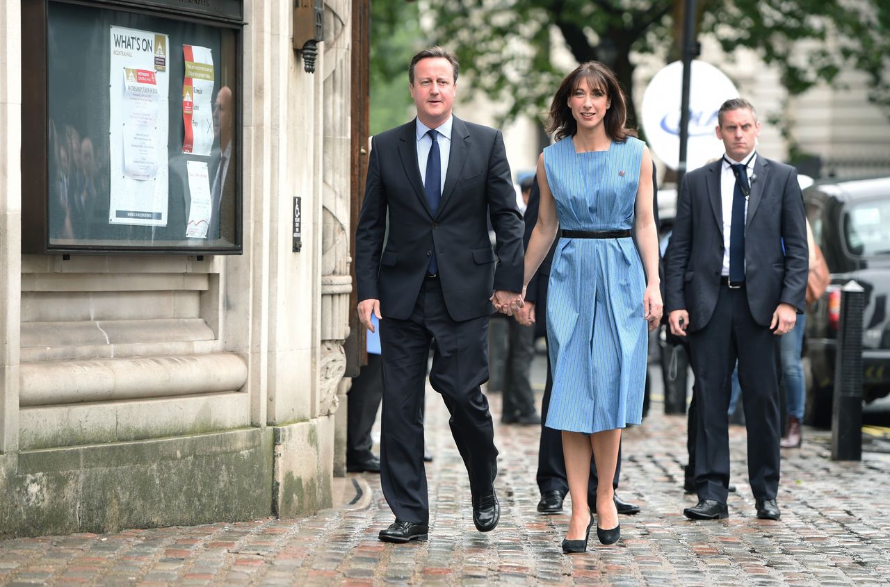 <strong>David and Samantha Cameron arrive to cast their vote in the EU referendum today at the Methodist Hall, Westminster</strong>