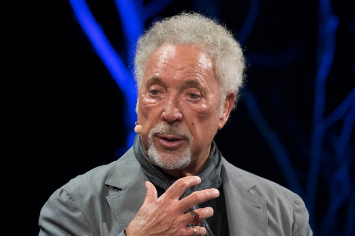 Tom Jones made his first appearance following his wife's death at the Hay Festival earlier this month