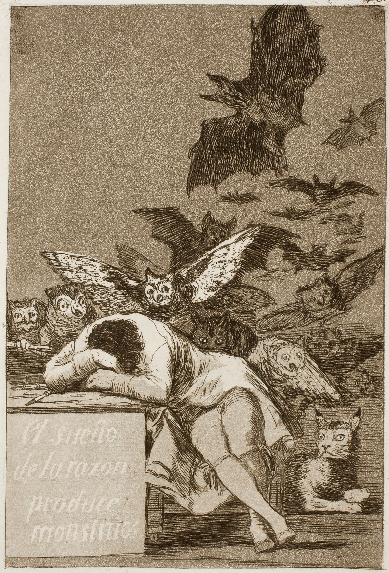 Francisco de Goya, "The Sleep of Reason Produces Monsters, #43," 1799