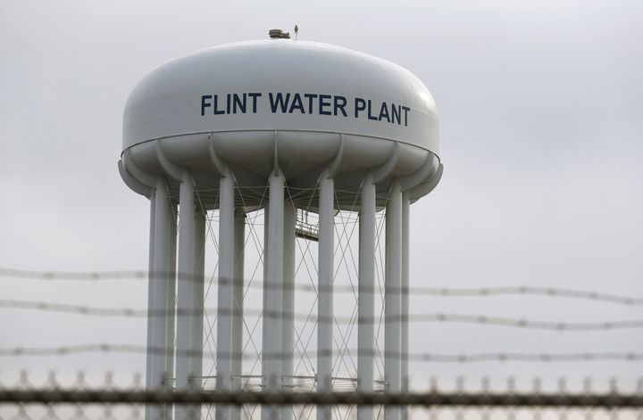 The top of the Flint Water Plant tower is seen in Flint, Michigan February 7, 2016. (REUTERS/Rebecca Cook/Files)