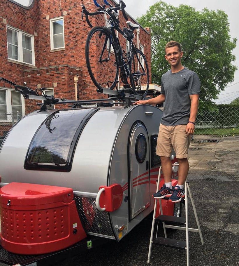 Sam Hitch is currently attempting to set a Guinness World Record for longest triathlon in a coast-to-coast journey, while rai