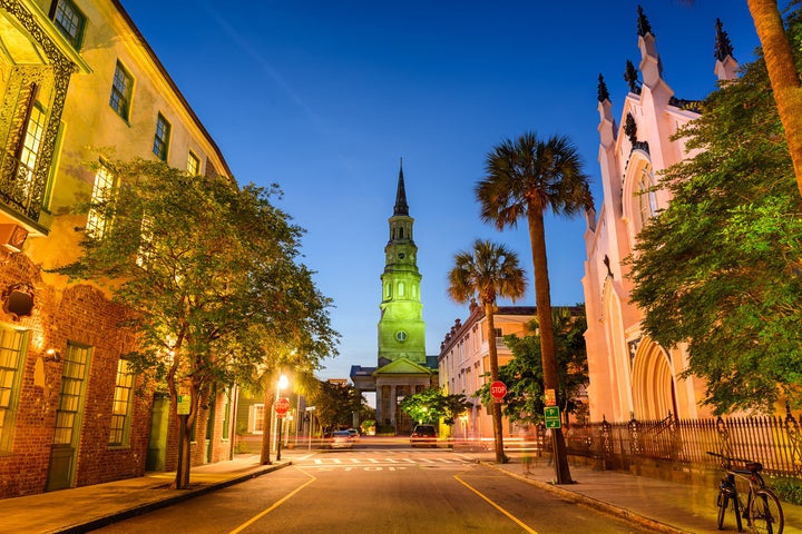 Charleston Street view and church.