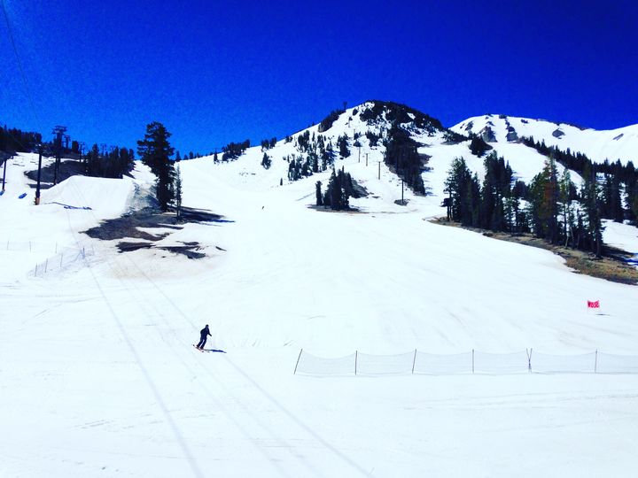Skiing at Mammoth Mountain in June. 