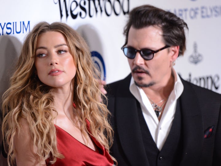 Amber Heard and Johnny Depp on January 9, 2016, in Culver City, California.