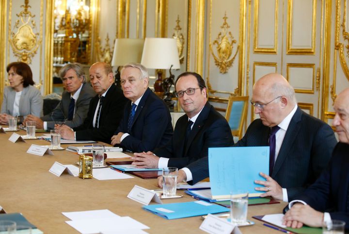 EU leaders acted with dismay the referendum result, and pressed for a swift and orderly exit. Above, French President Francois Hollande holds an extraordinary cabinet meeting after the referendum.