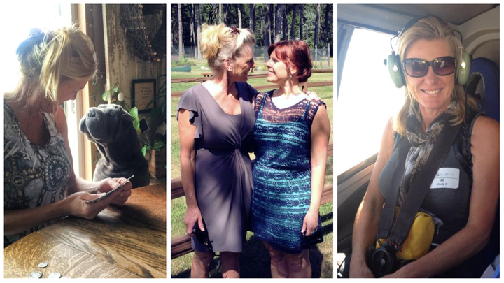 Mom & her "grandpuppy" Mom & I, August 2013 In a helicopter! Sept. '13
