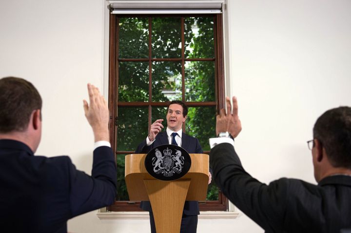 <strong>George Osborne speaks at The Treasury where he moved to try to calm market turmoil triggered by the pro-Brexit vote</strong>