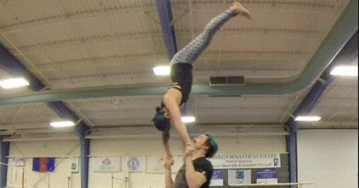 Time Lapse Video Shows Couple Learning Gymnastics Stunt With
