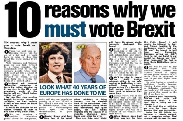 <strong>MacKenzie urged his readers to vote for a Brexit</strong>