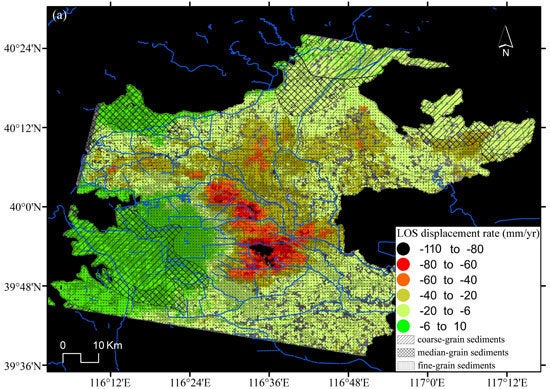 A map included in the study shows the severity of the sinking by region.