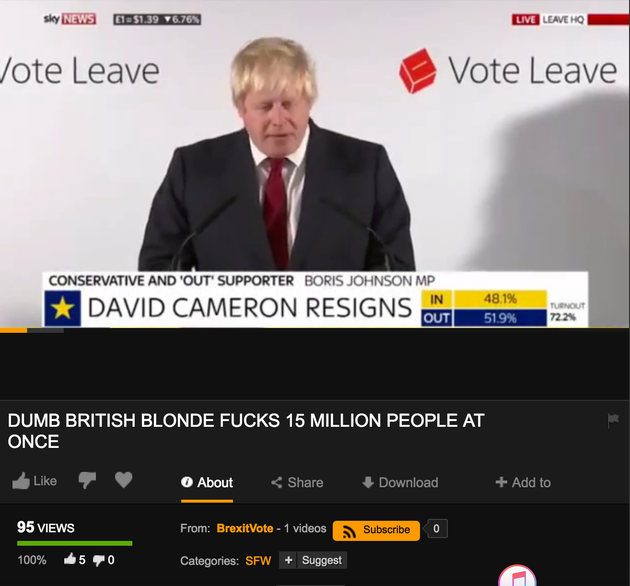 British Porn Meme - Boris Johnson Makes Pornhub Debut Amid Brexit Result ...