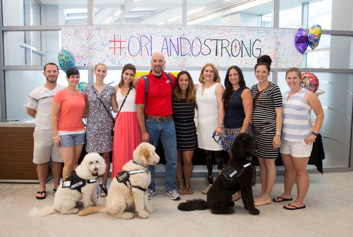 Boston Marathon bombing survivors who visited the Orlando shooting victims. 