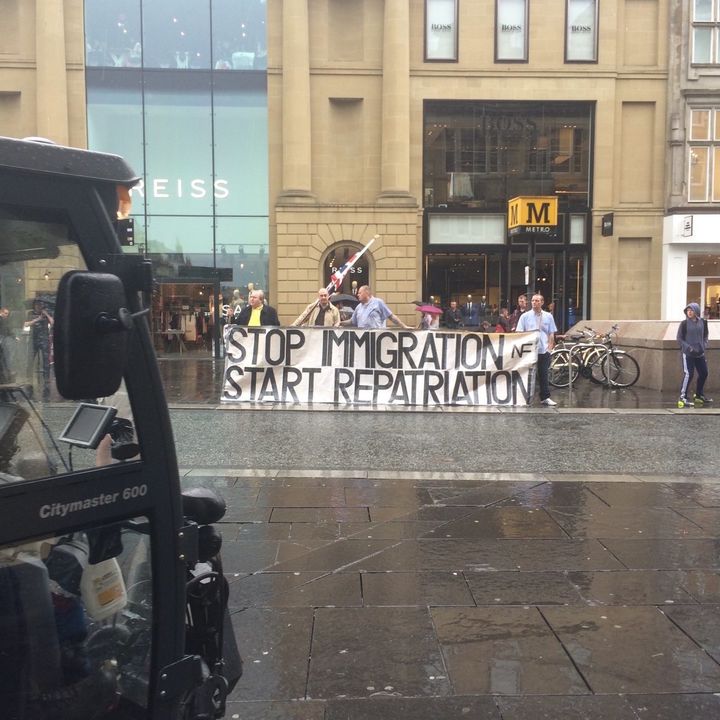 Protesters in Newcastle called for immigration to 'stop' and repatriation to 'start' following Friday's Brexit result.
