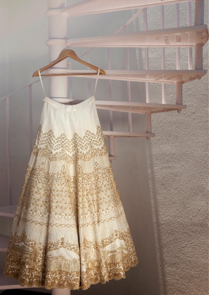 It took Bajaj three months to create the intricate garment. She was also making other wedding clothes for herself and her now-husband at the same time.