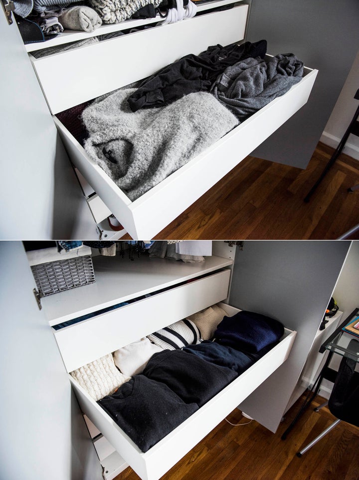 It turns out, folding your sweaters is key. And makes it SO much easier to find the one you're looking for when you're in a rush.