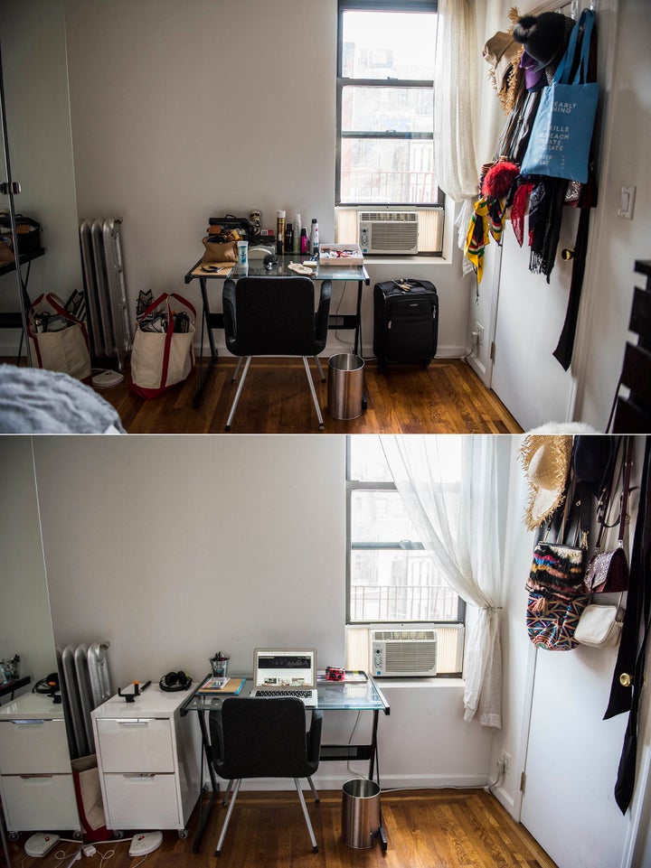 My desk was chaos, but adding a filing cabinet really helped with storage and helped me get rid of all the piles of paper I had in my closet.TPS White 2-Drawer Filing Cabinet, $179