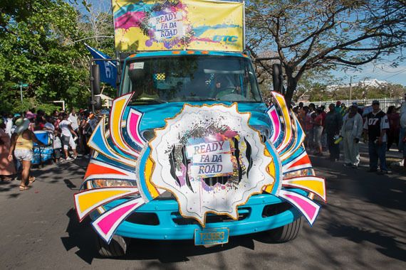 One of the Carnival trucks along the parade route, Nassau.