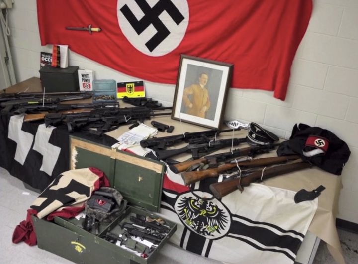 Weapons and other items police say were seized from the home of 29-year-old suspected neo-Nazi Edward Perkowski.