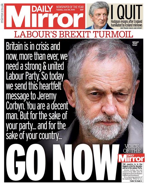 <strong>The Mirror's Tuesday front page.</strong>