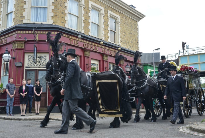 The day of Peggy Mitchell's funeral arrives