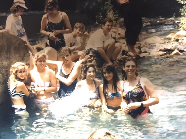 The writers, Rachel Lithgow (far right) and Celia Behar (third from the left) in 1986. Rachel Lithgow is the Executive Director of the American Jewish Historical Society. Celia Behar is President of the Mom's Website Lil' Mamas and is a blogger and counselor. 